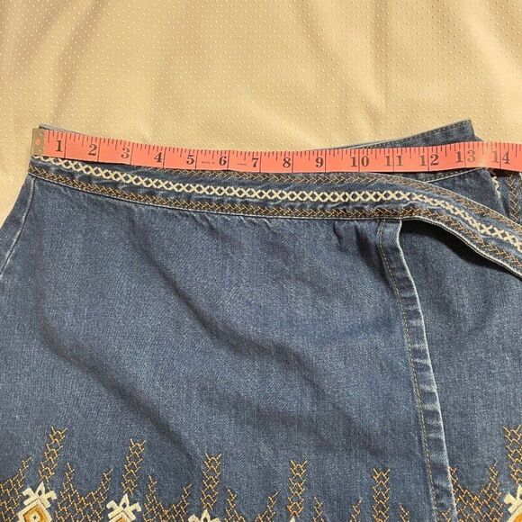 Free People Dream Away Hendrix Denim Wrap Mini Skirt - Picture 4 of 7